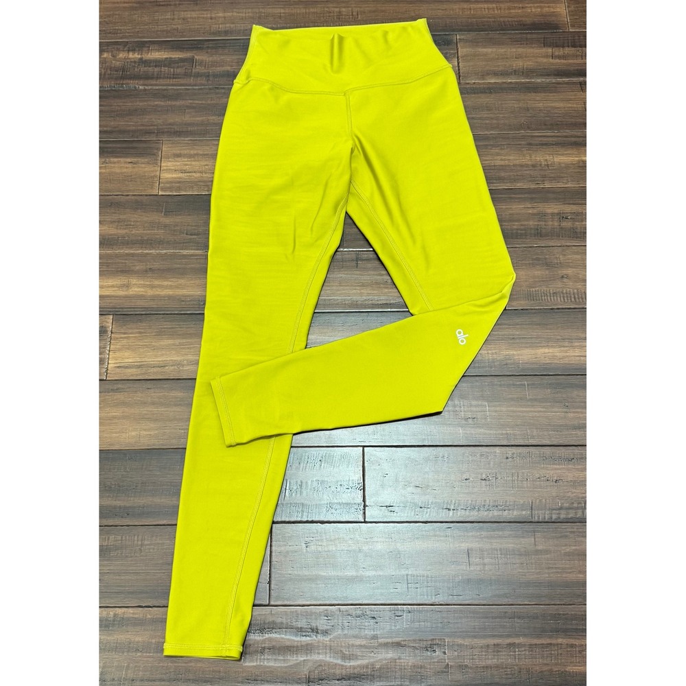 Alo Yoga Airbrush High Waist Leggings Chartreuse Yellow Green Womens Medium